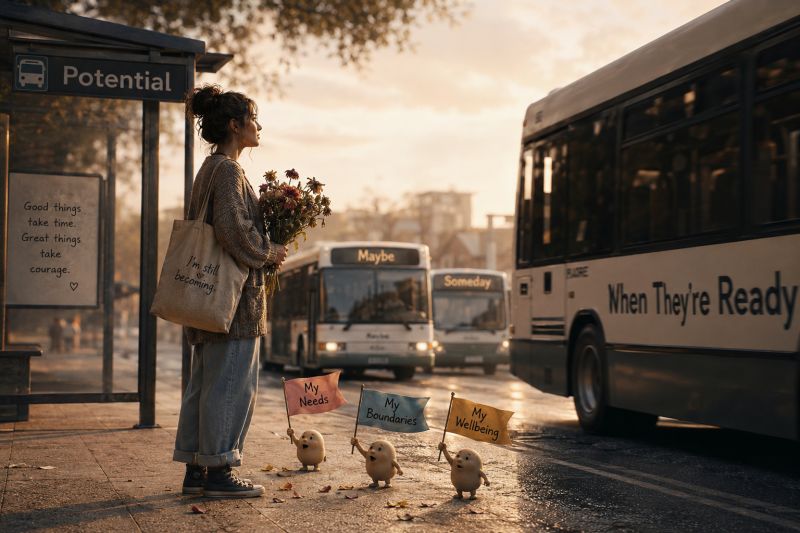 Waiting at the bus stop